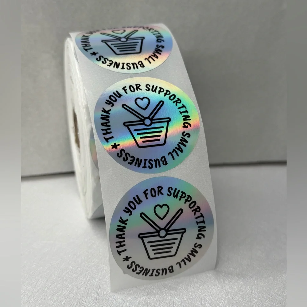 100pcs Thank You Stickers Holographic Small Business Labels 2”